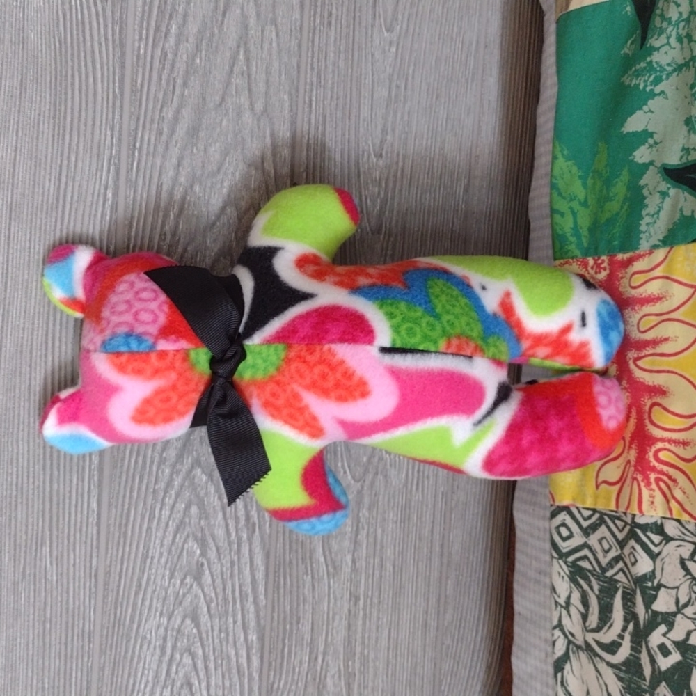 Vintage Style Floral Joy Bear w/ Black Ribbon